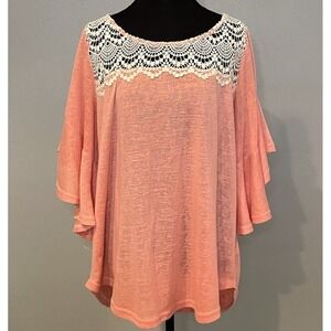 UMGEE Women's XL Tunic Top with Crochet Lace‎ Yoke
